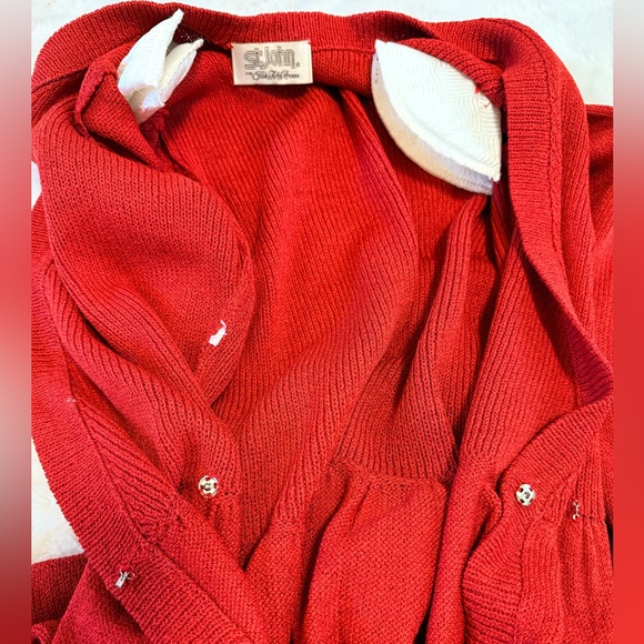 💋Vintage Quiet Luxury 80s St. John Designer Red Santana Knit Midi Sweater Dress - Picture 11 of 11